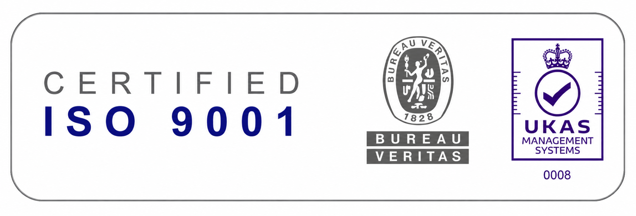 Nodens Electric ISO 9001 certification with Bureau Veritas and UKAS Management Systems marks